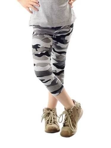 Children's leggings 3/4 camo gray