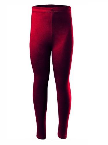 Cotton burgundy long leg athletic leggings for women, men, and kids.