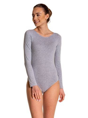 Gymnastic Training Body with Long Sleeves B100D Melange - Grey.