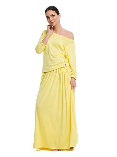 Long MAXI viscose dress - lemon.