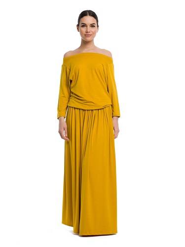 Long MAXI viscose dress - mustard.