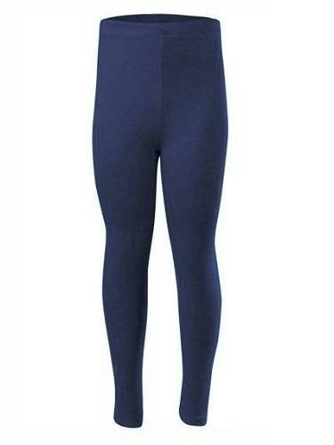 Navy blue cotton long-leg athletic leggings for women, men, and children.