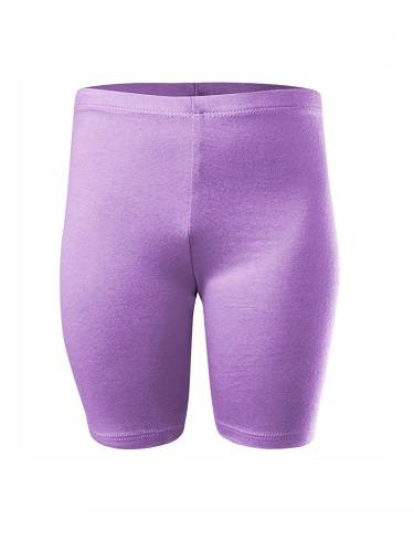 Short sports leggings for women, men and children made of cotton in lavender color.