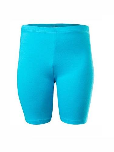 Short turquoise cotton sport leggings for women, men, and kids.