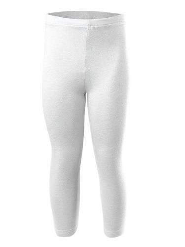 Sporty 3/4 length leggings for women, men and kids in white cotton.