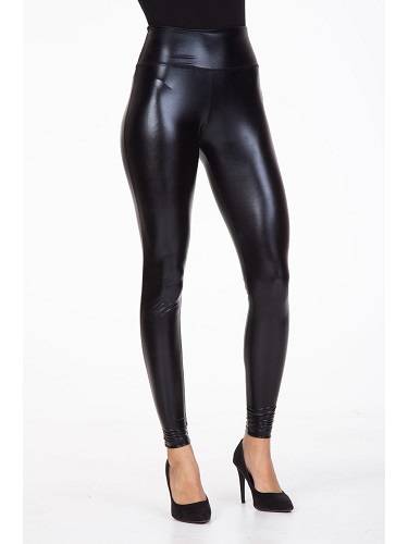 Women's High-Waisted Shiny Black Leggings