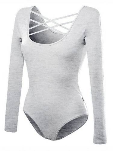 Women's long-sleeved, lace-up melange body - gray.