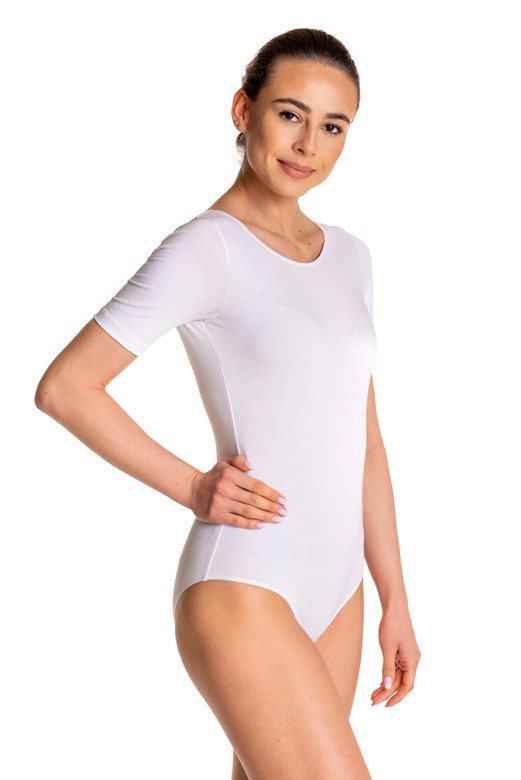 Gymnastic Body Training Shirt with Short Sleeves B100K in White