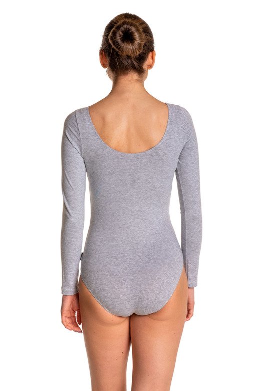 Gymnastic Training Body with Long Sleeves B100D Melange - Grey.