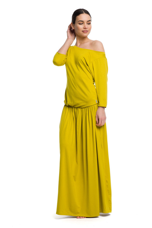 Long MAXI dress made of viscose - pistachio.