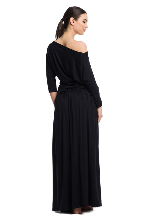 Long MAXI viscose dress - black