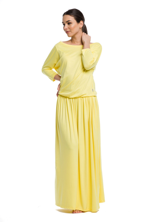 Long MAXI viscose dress - lemon.