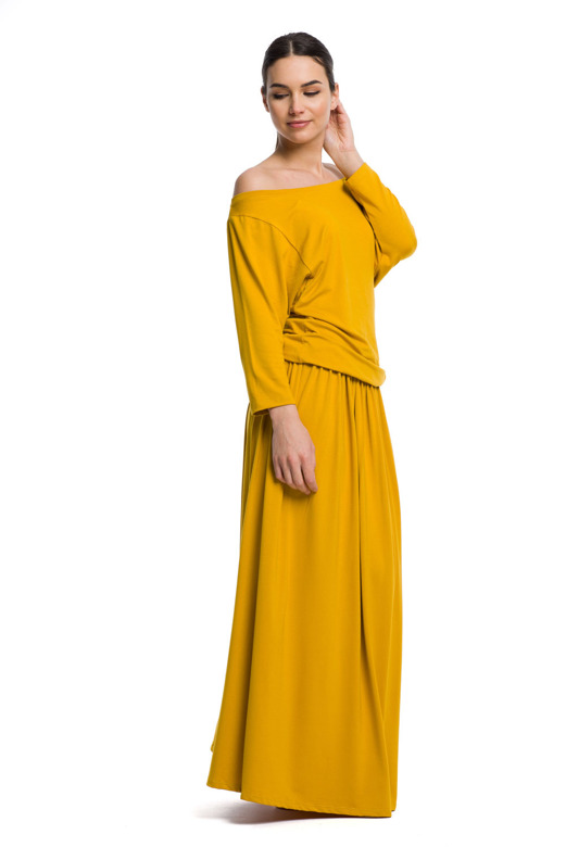 Long MAXI viscose dress - mustard.