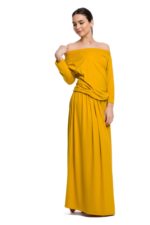 Long MAXI viscose dress - mustard.