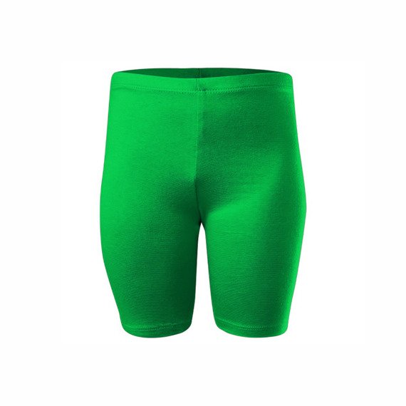 Short green cotton sports leggings for women, men, and children.