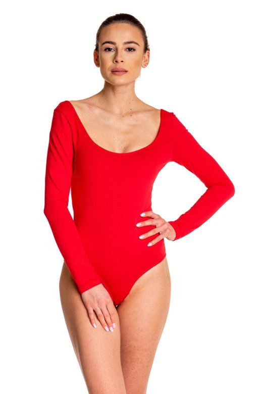 Women's Red Slimming Long Sleeve Body Suit