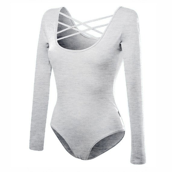 Women's long-sleeved, lace-up melange body - gray.