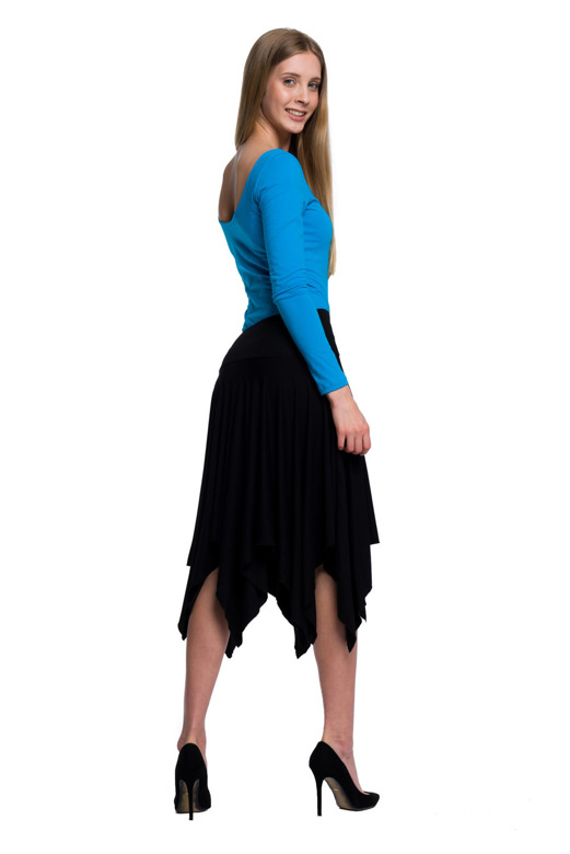 Women's long-sleeved turquoise slimming body suit.