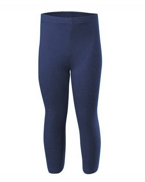 Women's, men's and children's 3/4 length navy blue cotton sport leggings.