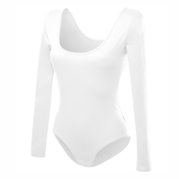 Women's slimming white long sleeve body suit.