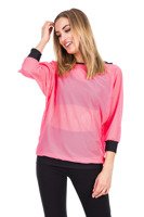 Coral Fluo Neon Mesh 3/4 Sleeve Blouse