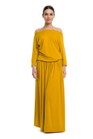 Long MAXI viscose dress - mustard.