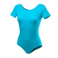 Turquoise B100K short-sleeved gymnastic training body.