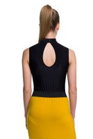 Women's Gymnastics Training Body Suit - Tear Drop Back and Golf Collar - Black.