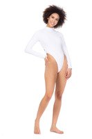 Women's high-cut white bodysuit.