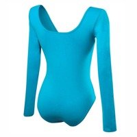 Women's long-sleeved turquoise slimming body suit.