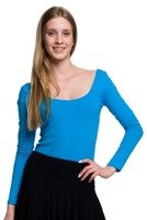 Women's long-sleeved turquoise slimming body suit.