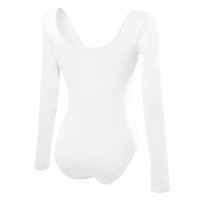 Women's slimming white long sleeve body suit.