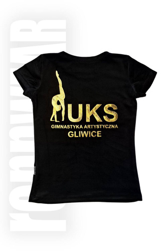 UKS GLIWICE | Koszulka klubowa KR | welur | czarna | rennWEAR