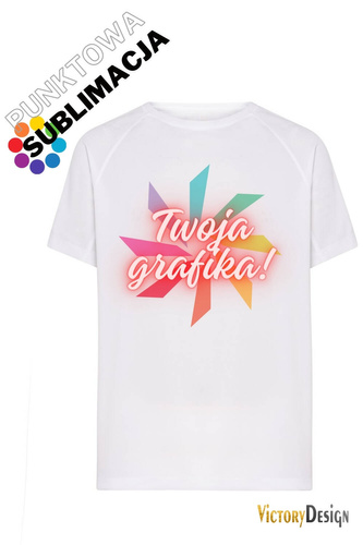 Koszulka T-shirt z reglanem + SUBLIMACJA PUNKTOWA dowolną grafiką KOLOR | PRODUKT z LOGO i GRAFIKĄ KLIENTA