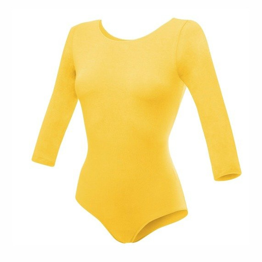 Body treningowe gimnastyczne z rękawem 3/4 B10034 żółty