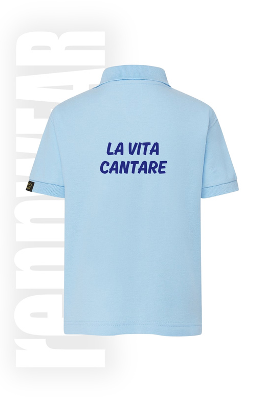 SP 64 Ww | T-shirt polo z nadrukiem LA VITA CANTARE - SK (Sky BLUE) | PRODUKT z LOGO i GRAFIKĄ KLIENTA