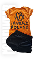 OLIMPIC | Komplet POLAND (bluzka + szorty) pomarańczowy czarny | rennWEAR