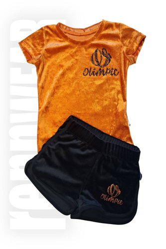 OLIMPIC | Komplet POLAND (bluzka + szorty) pomarańczowy czarny | rennWEAR