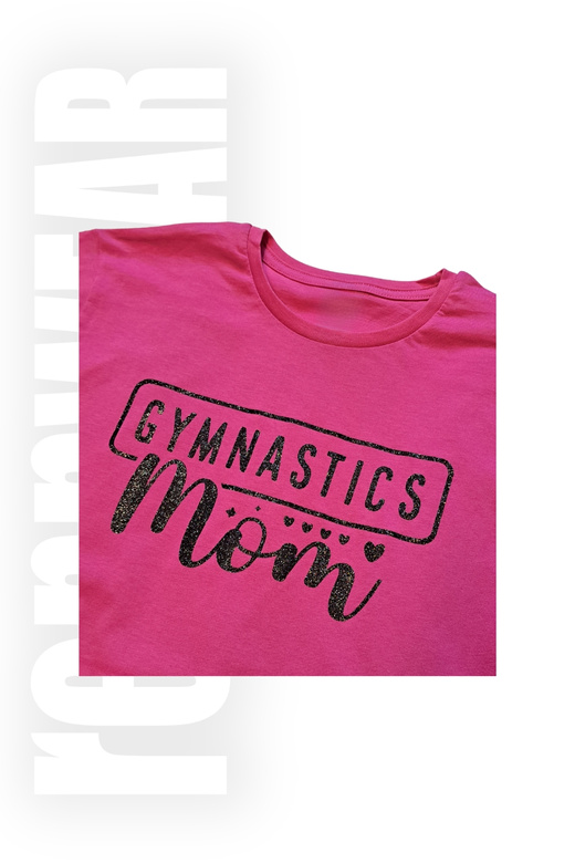 Koszulka Kibica taliowana - Gymnastics Mom - fuksjowy