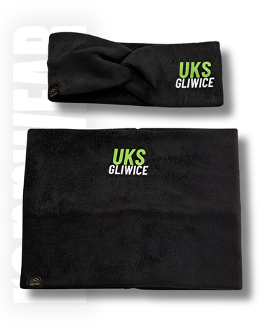UKS GLIWICE | Opaska na głowę z polaru (pleciona) czarna | rennWEAR