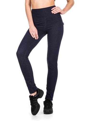 Legginsy damskie z wysokim stanem - jeansowy