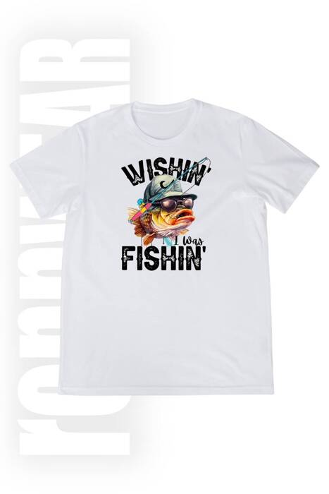 T-shirt Wishing I was fishing