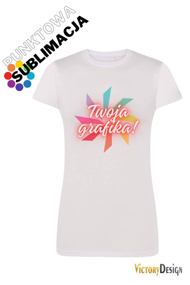 Koszulka T-shirt BASIC LADY - znakowanie sublimacja punktowa dowolną grafiką KOLOR